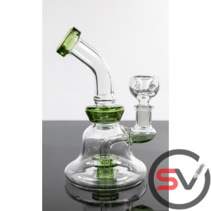 BELL SHAPED CURVED NECK COLORED RING GLASS  WATER PIPE  6inch